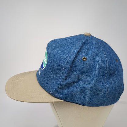 K-Products Snapback Hat Blue Beige OS Hilleshog Sugarbeet Seed Denim Vintage