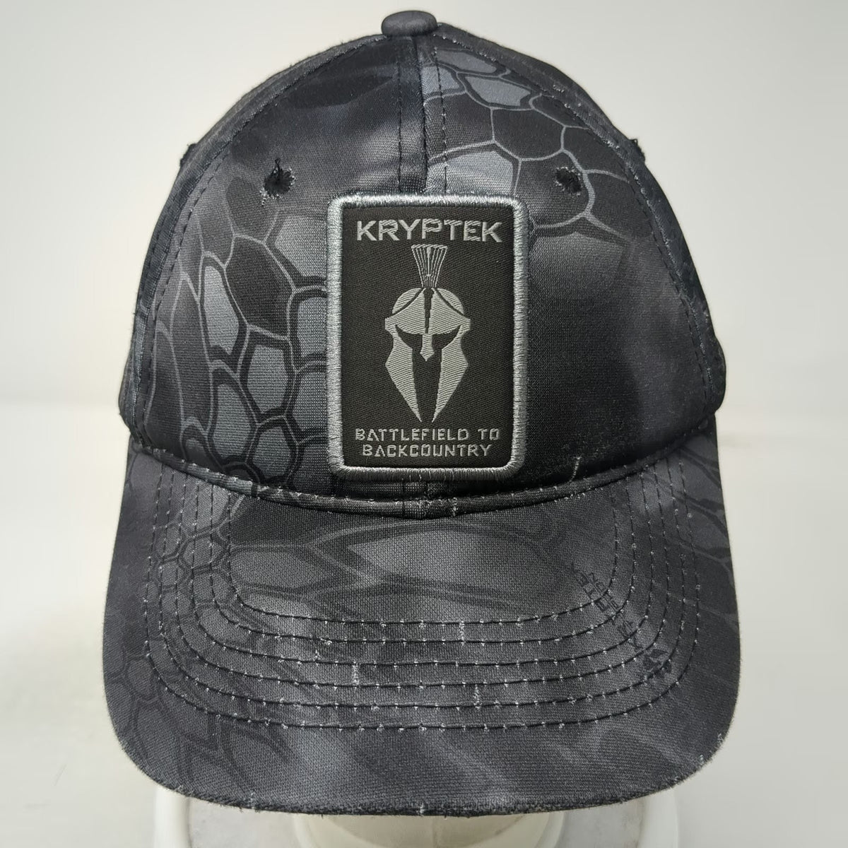 Kryptek Baseball Cap Black OSFM Strapback Camo Typhon Spartan Patch Hunting Hat