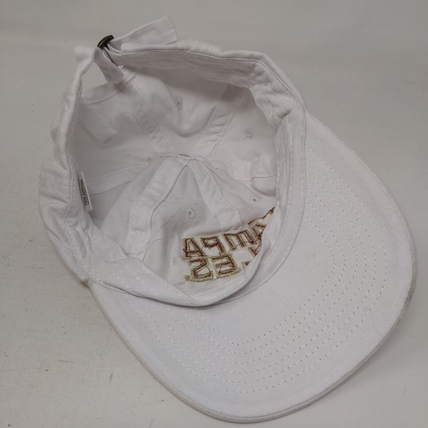 Tampa Seminoles 'Noles Slideback Hat White Embroidered Logo 100% Cotton NCAA