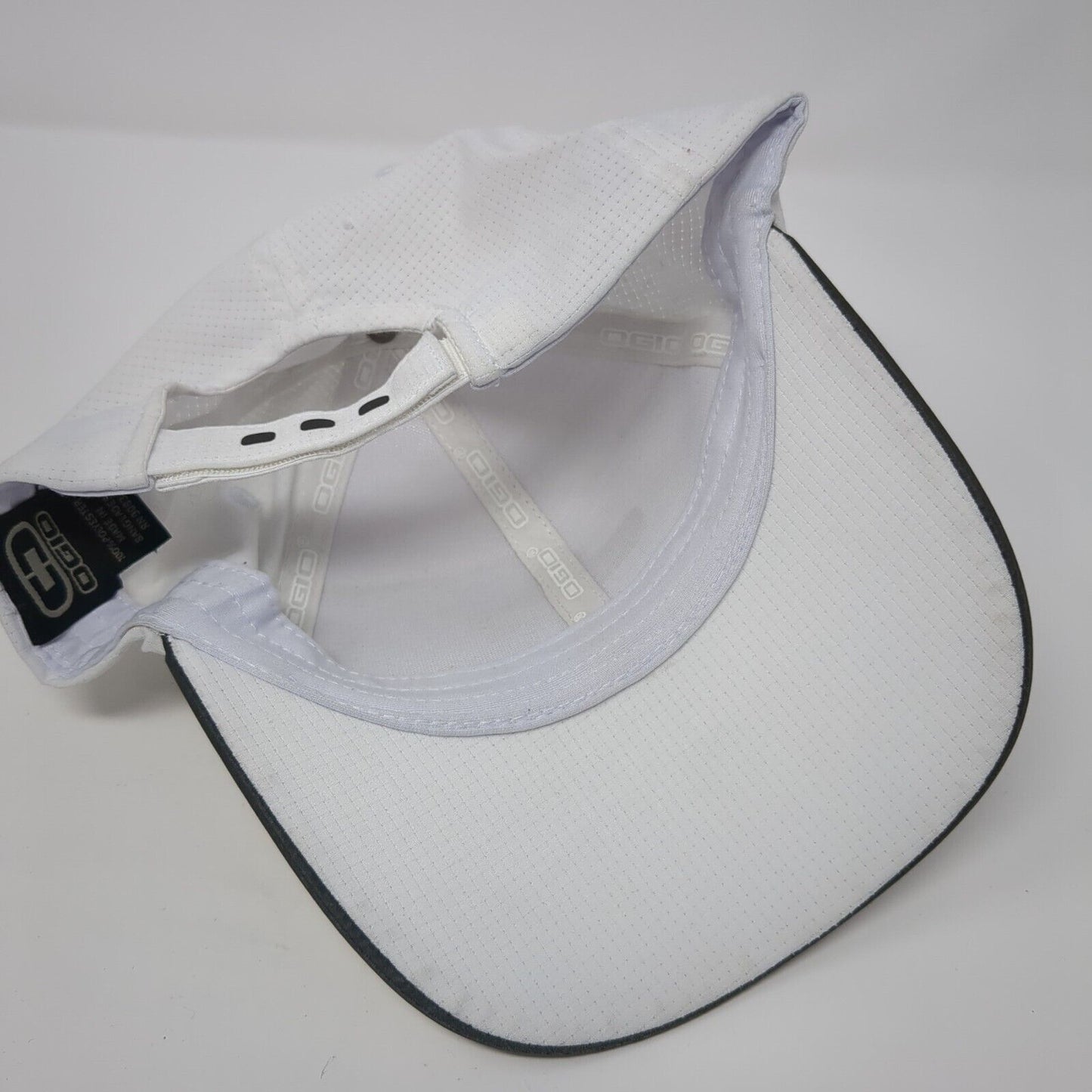 OGIO Strapback Hat White One Size Adjustable Vented Holes 6 Panel Polyester
