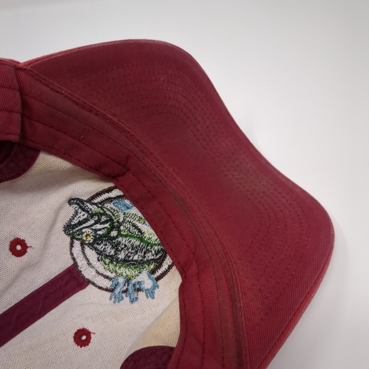Fish Until It Hurts Strapback Hat Red OSFA Adjustable Embroidered