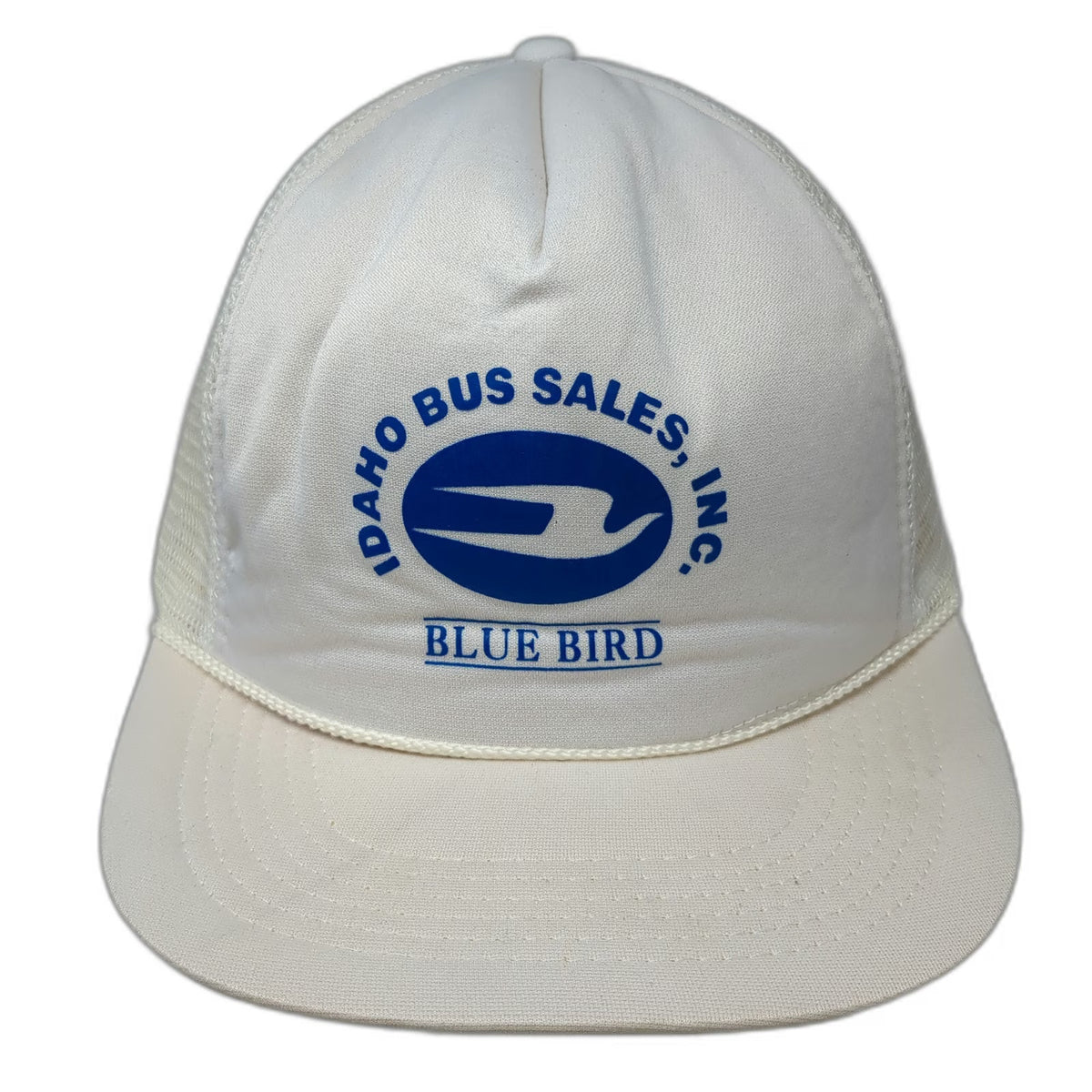 Idaho Bus Sales Blue Bird White Trucker Hat One Size Mesh Snapback Rope