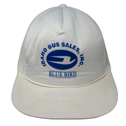 Idaho Bus Sales Blue Bird White Trucker Hat One Size Mesh Snapback Rope