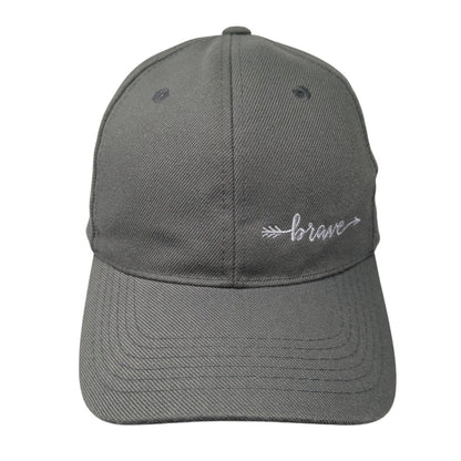 Brave Strapback Hat Gray One Size Adjustable Embroidered 6 Panel Polyester