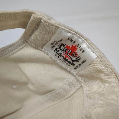 Choko Snap-on Racing Baseball Cap Beige One Size Checkered Flag Embroidered Hat