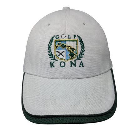 Golf Kona Fitted Hat White One Size Embroidered Hawaiian Headwear