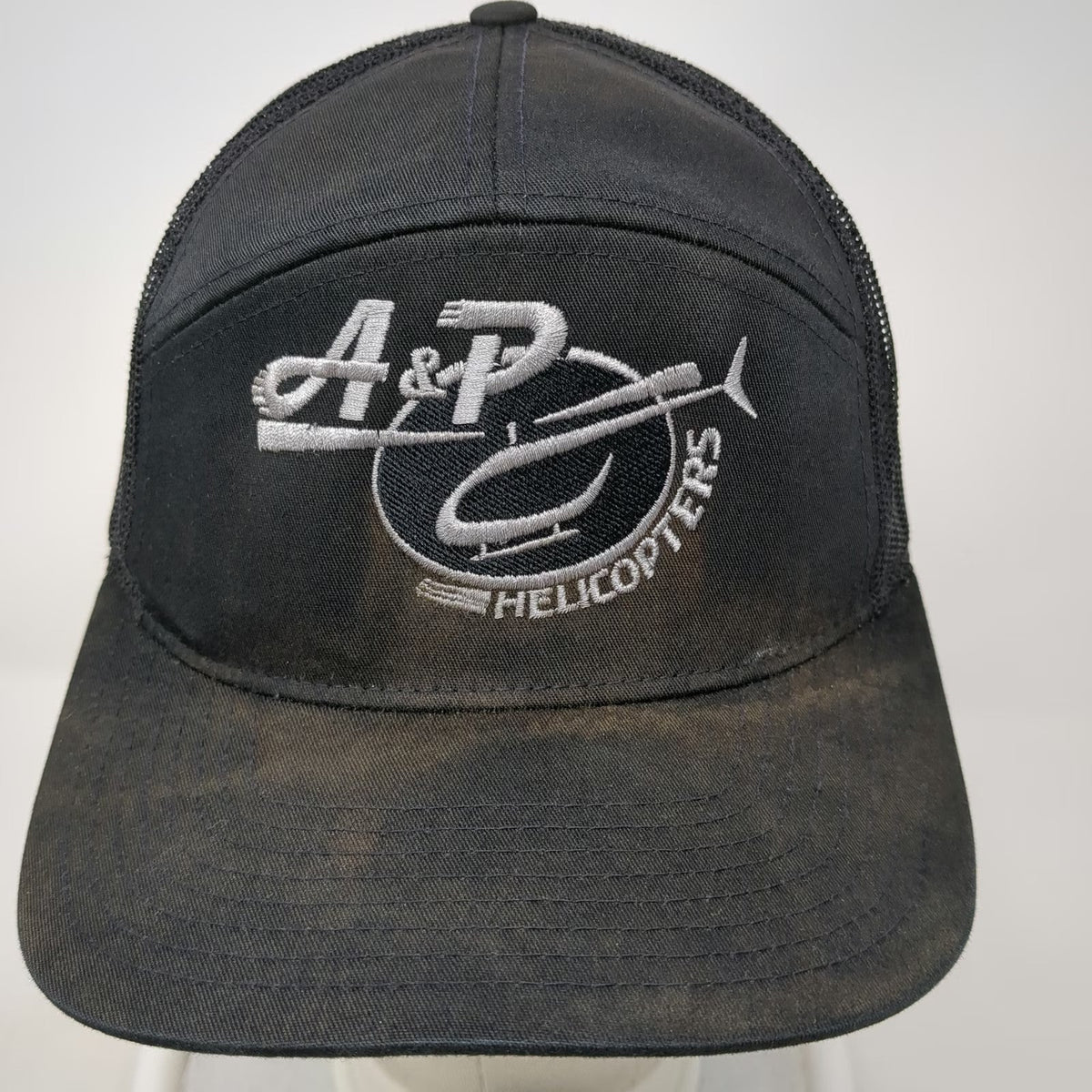 Richardson Trucker Hat Black One Size A&P Helicopters Mesh Snapback Embroidery