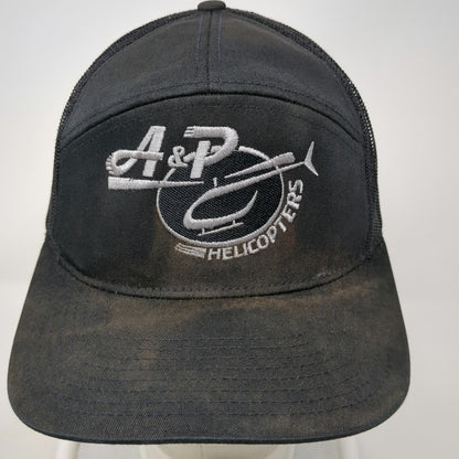 Richardson Trucker Hat Black One Size A&P Helicopters Mesh Snapback Embroidery