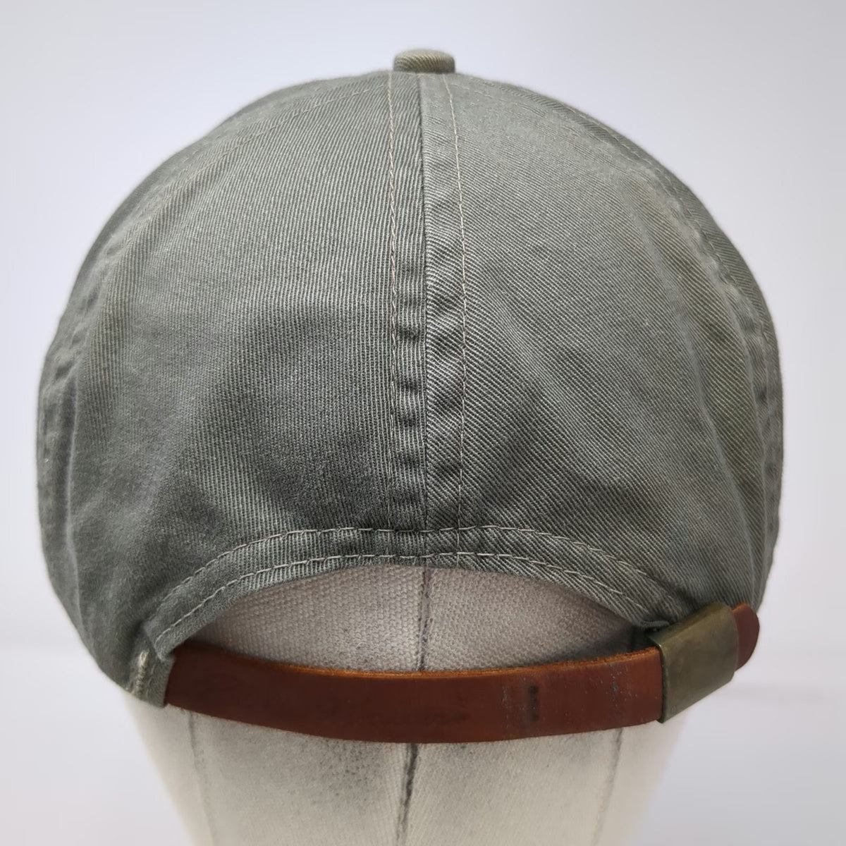 Eddie Bauer Baseball Cap Green Leather Strap Cotton Metal Eyelets Hat Vintage