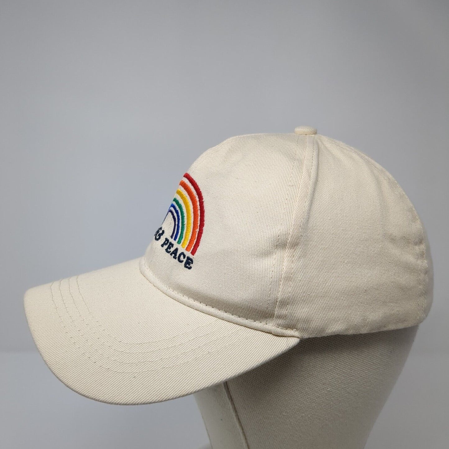 Love & Peace Rainbow Slideback Hat Tan One Size Adjustable Sonoma