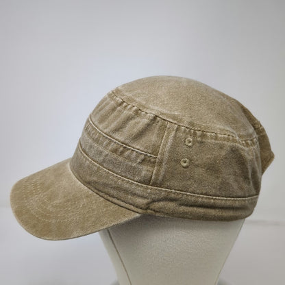Army Cap Brown One Size Distressed Cotton Slideback Adjustable Flat Top Hat