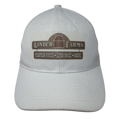 Linder Farms Pumpkin Patch Corn Maze More Strapback Hat White OS Adjustable