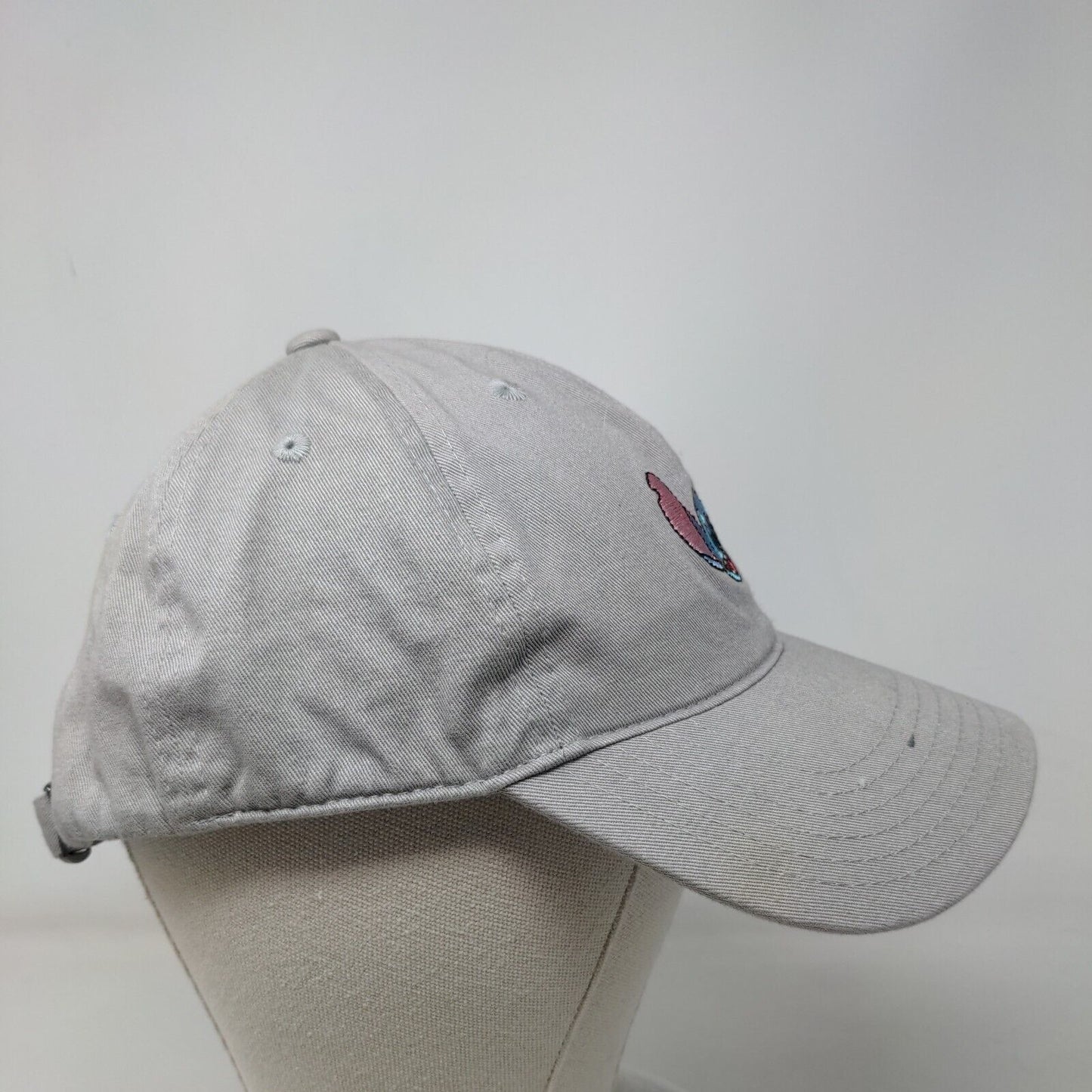 Stitch Slideback Hat Gray One Size Embroidered Adjustable Disney
