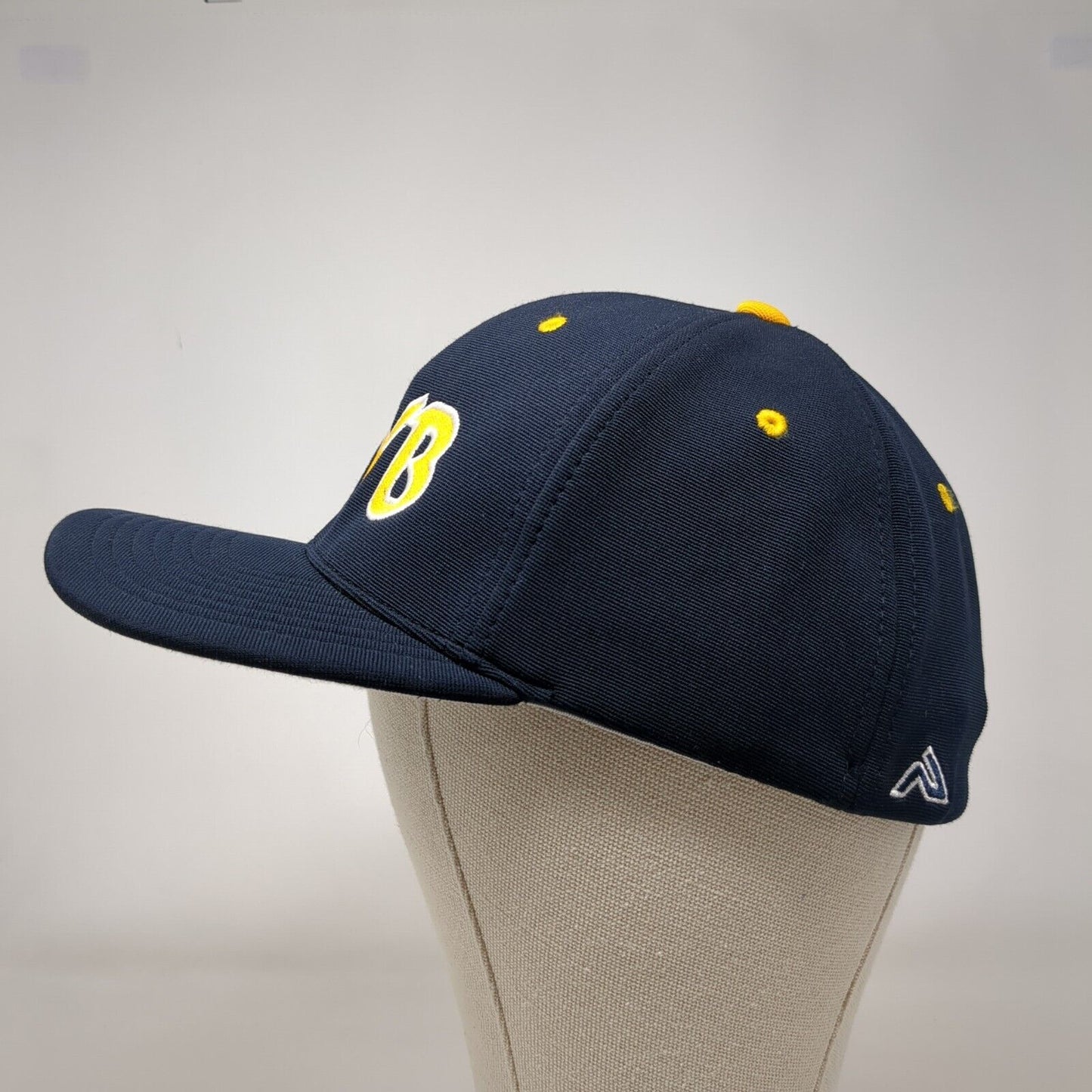MYB Fitted Hat Blue 7 3/8-8 Embroidered Vented Holes 6 Panel Pacific Headwear