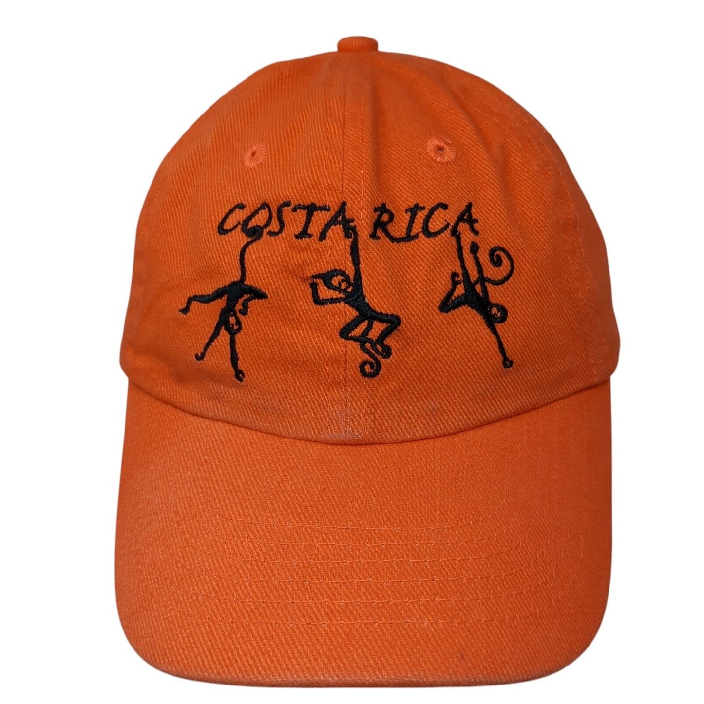 Costa Rica Pura Vida Strapback Hat Orange One Size Embroidered Morpho