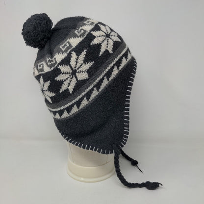 Unbranded Men's Knit Beanie Hat Cap Gray Fair Isle 100% Acrylic