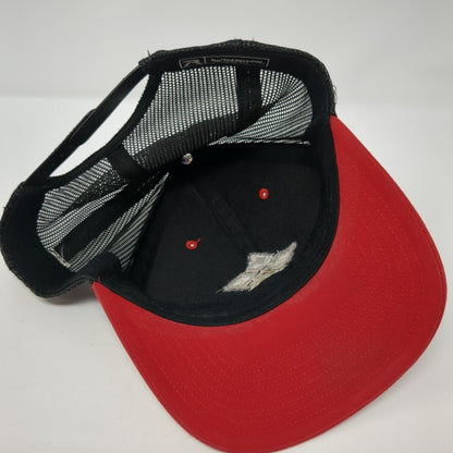Richardson Snapback Mesh Back Trucker Hat Red One Size Logo Embroidered