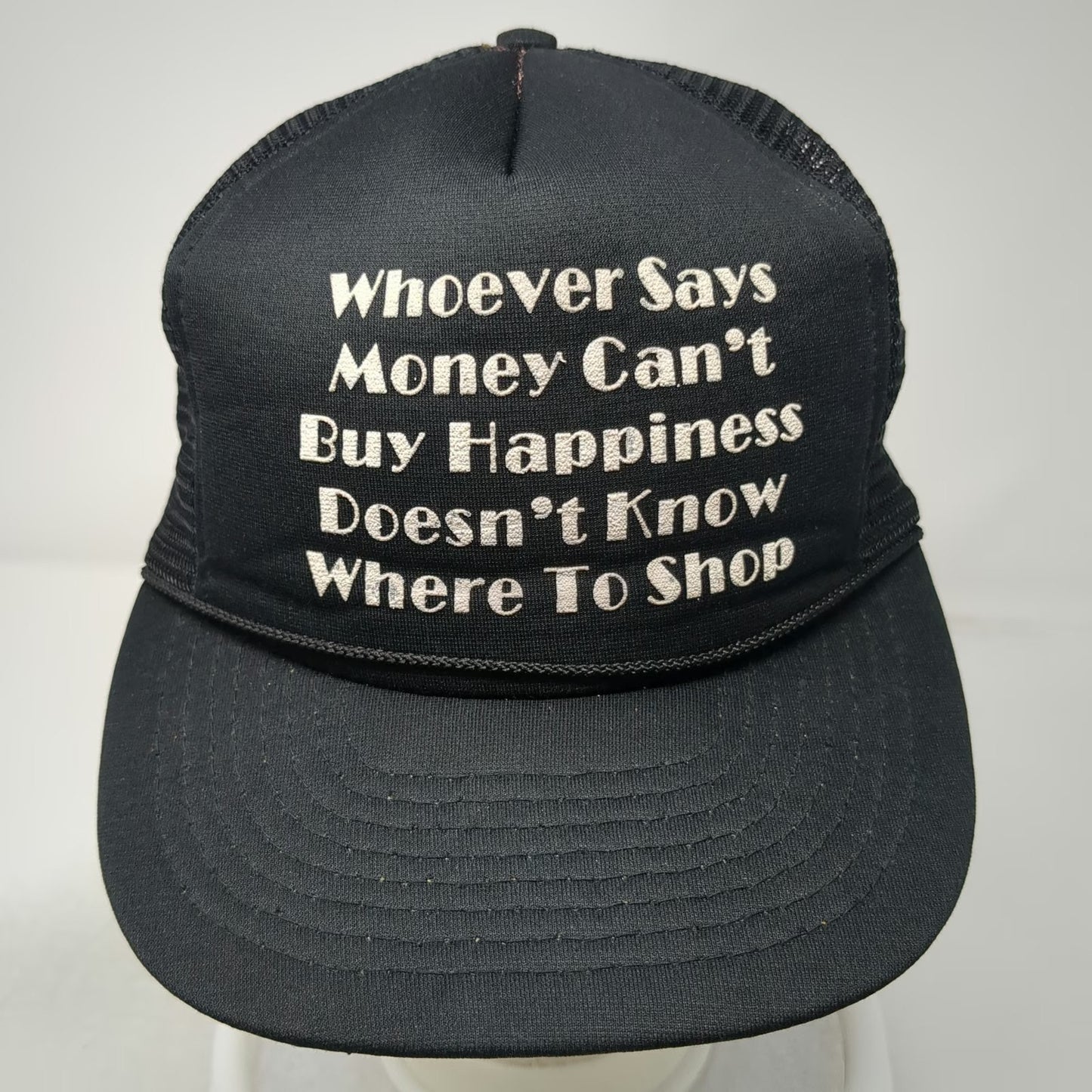 Cobra Caps Trucker Hat Black One Size Snapback Money Can't Buy Happiness Quote