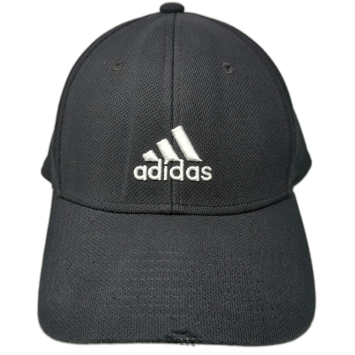 Adidas Baseball Cap Black One Size Performance Mesh Stretch Fit Logo Stitch Hat