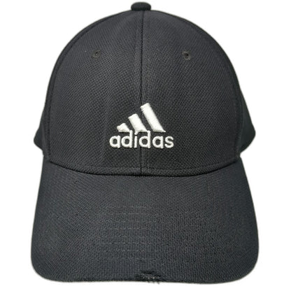 Adidas Baseball Cap Black One Size Performance Mesh Stretch Fit Logo Stitch Hat