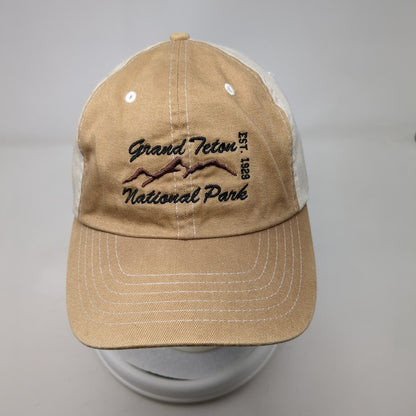 Grand Teton National Park Est. 1929 Strapback Hat Tan OS Adjustable Embroidered