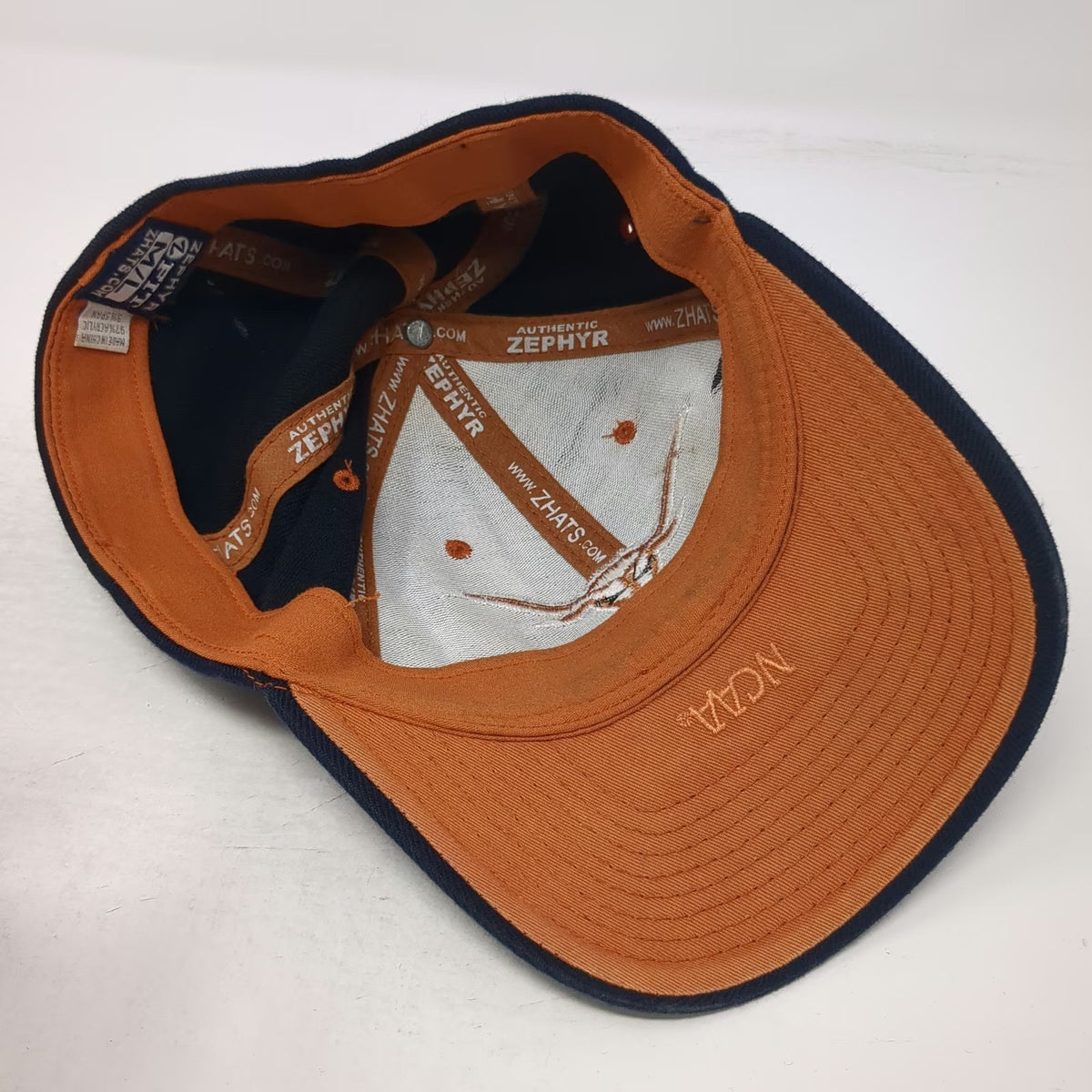 Texas Longhorns NCAA Zephyr Cap Blue L Stretch Fit Embroidered Hat Orange Brim