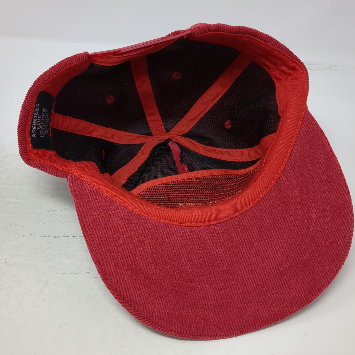 A**holes Live Forever Hat Trucker Red One Size Corduroy Snapback Flat Brim
