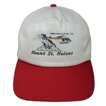 Cameo 5 Panel White Red Mount St. Helens Helicopter Mountain Hat Vintage