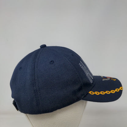 US Navy Eagle Strapback Hat Blue One Size Adjustable Embroidered 6 Panel