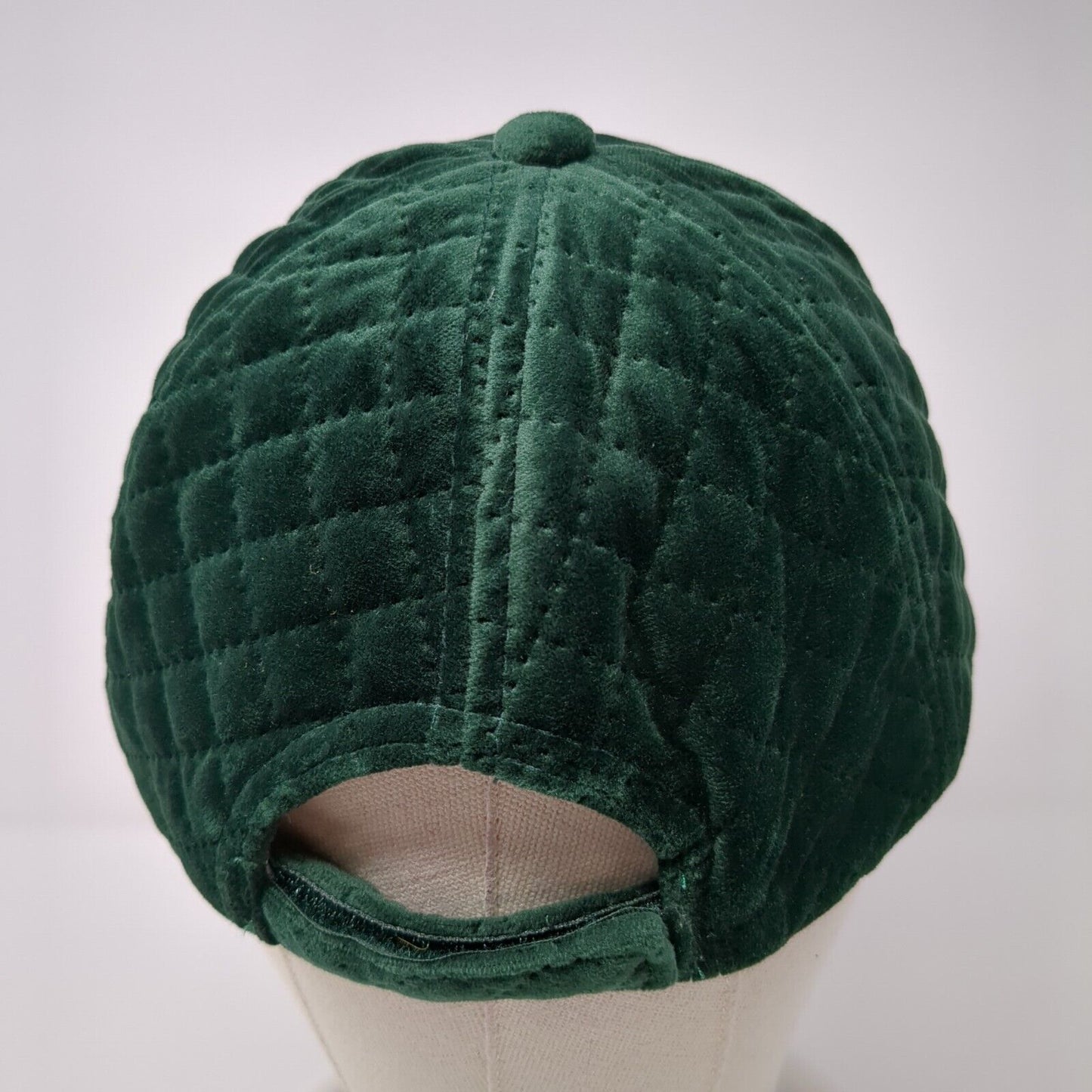 David And Young Strapback Hat Green One Size Velvet Diamond Quilted