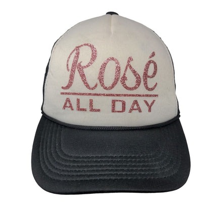 Rose All Day Snapback Trucker Hat Black OSFA Adjustable Mesh Back Rope