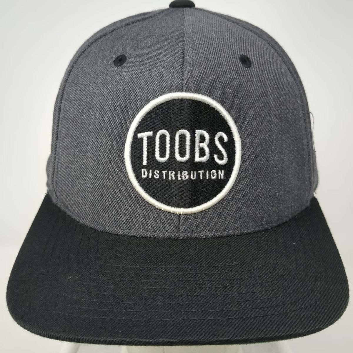Yupoong Snapback Hat Gray Black One Size Toobs Distribution Patch Flat Brim