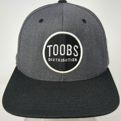 Yupoong Snapback Hat Gray Black One Size Toobs Distribution Patch Flat Brim