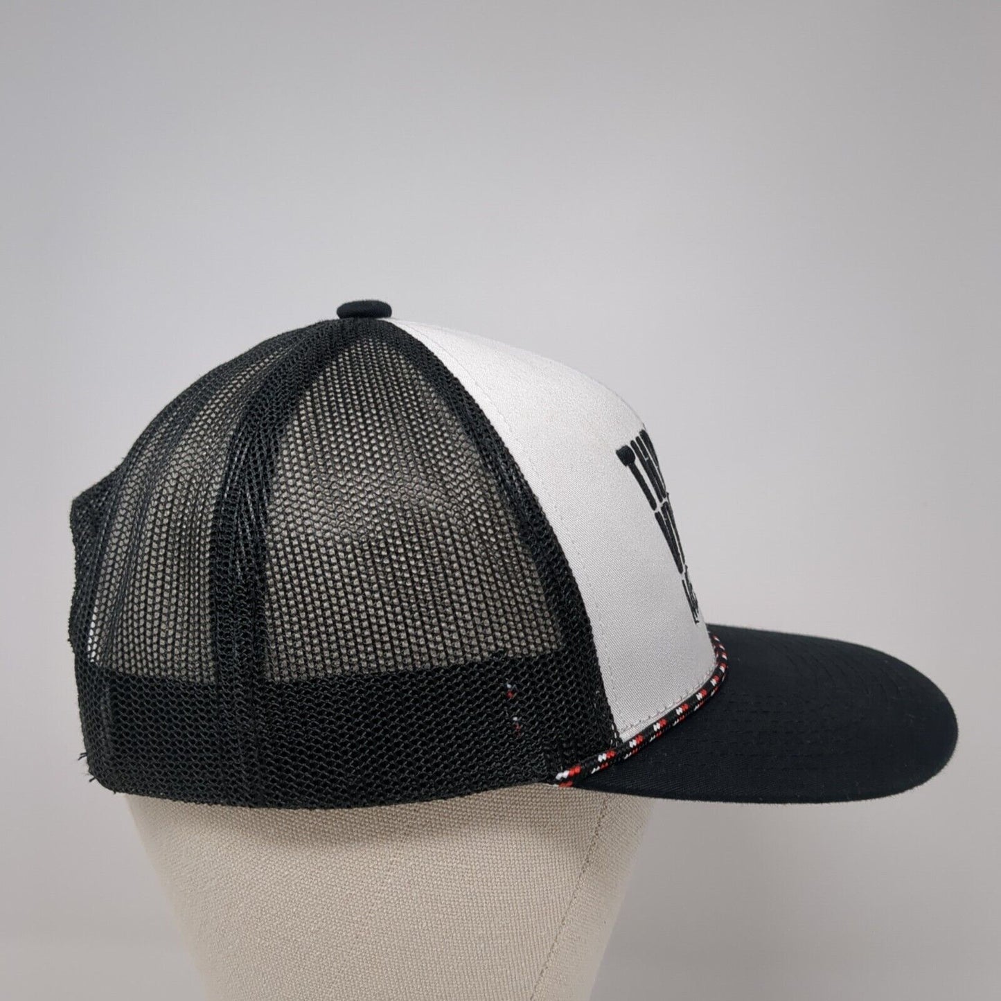 Thry Ving Media Snapback Rope Trucker Hat Black One Size Mesh Back