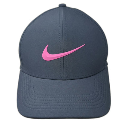 Nike Baseball Cap Gray One Size Hat Dri-FIT Perforated Pink Swoosh Classic 99