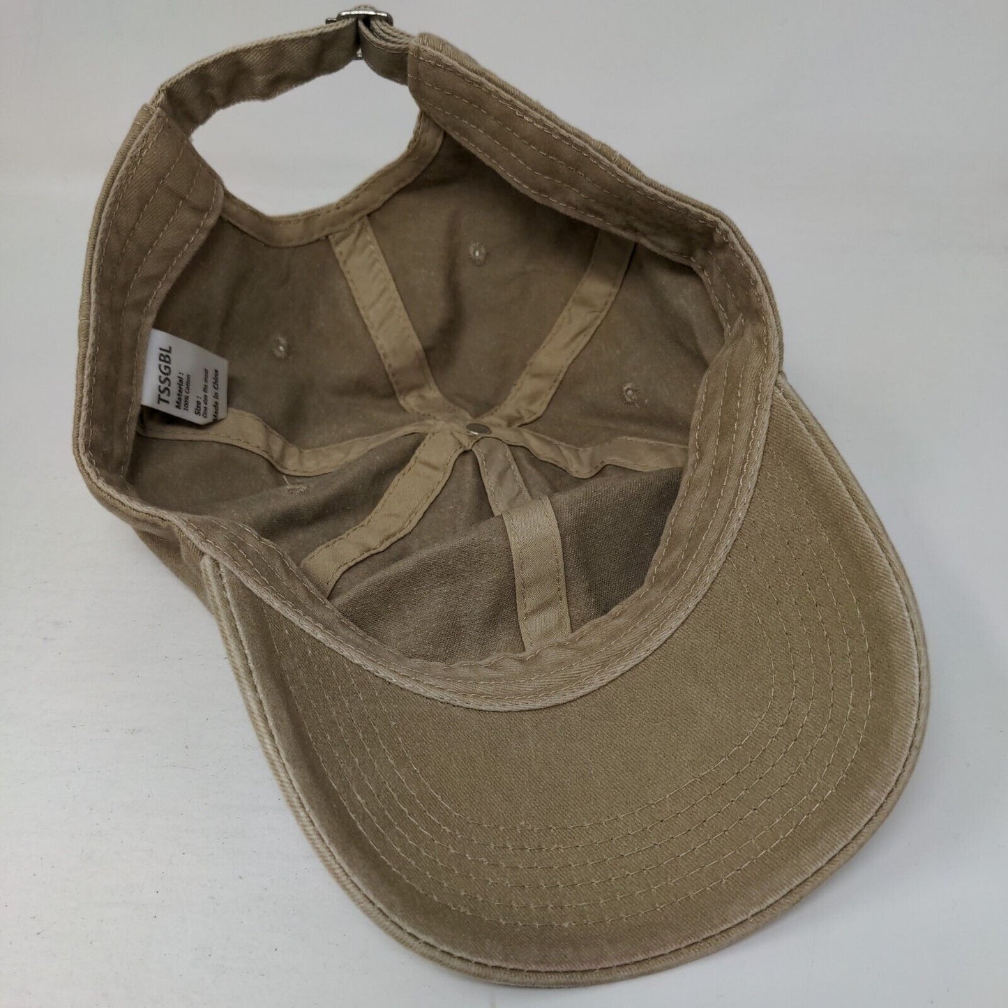TSSGBL Slideback Hat Tan OSFM Adjustable Vented Holes 6 Panel Blank Cotton