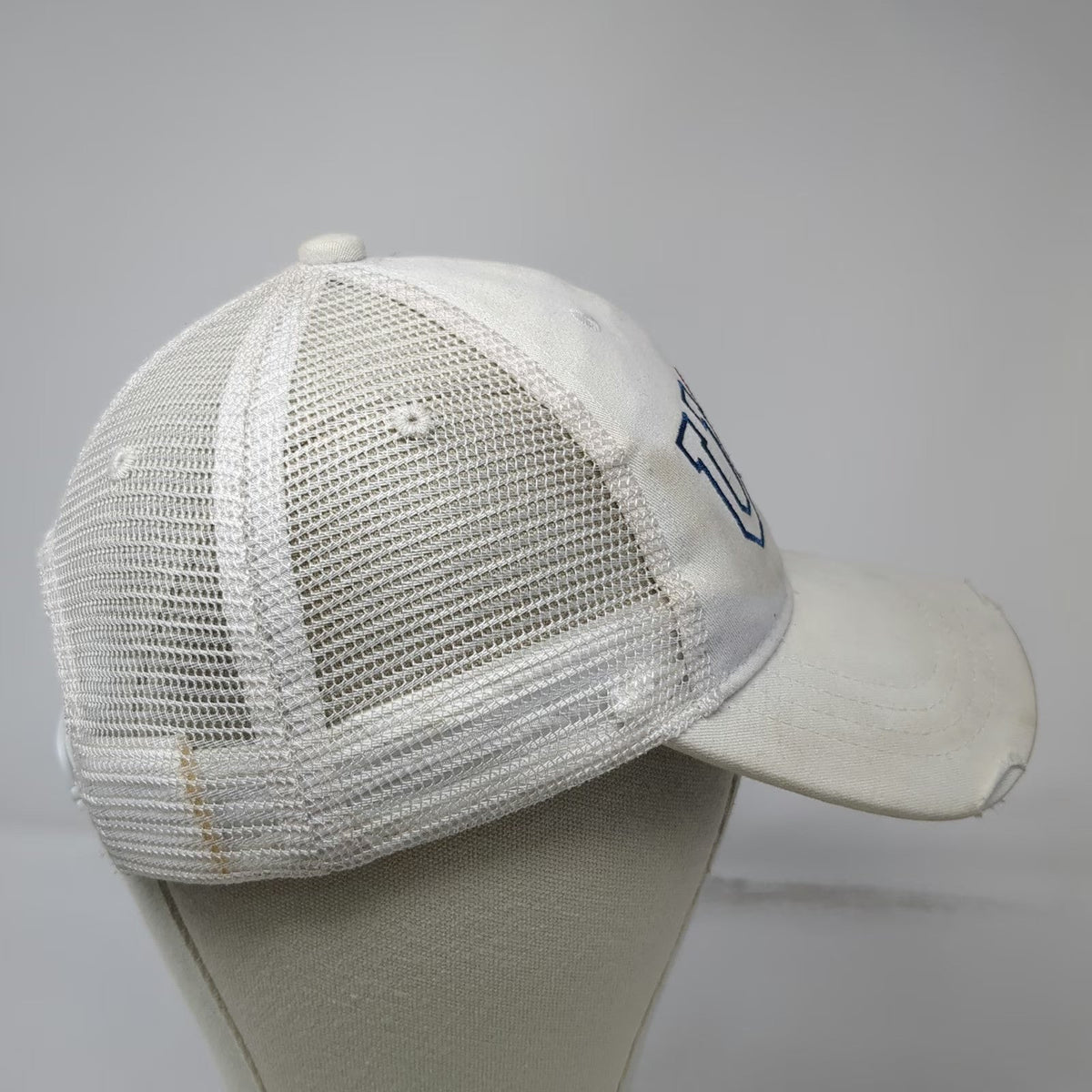 Trucker Hat White One Size Mesh Snapback USA Embroidered Baseball Patriotic