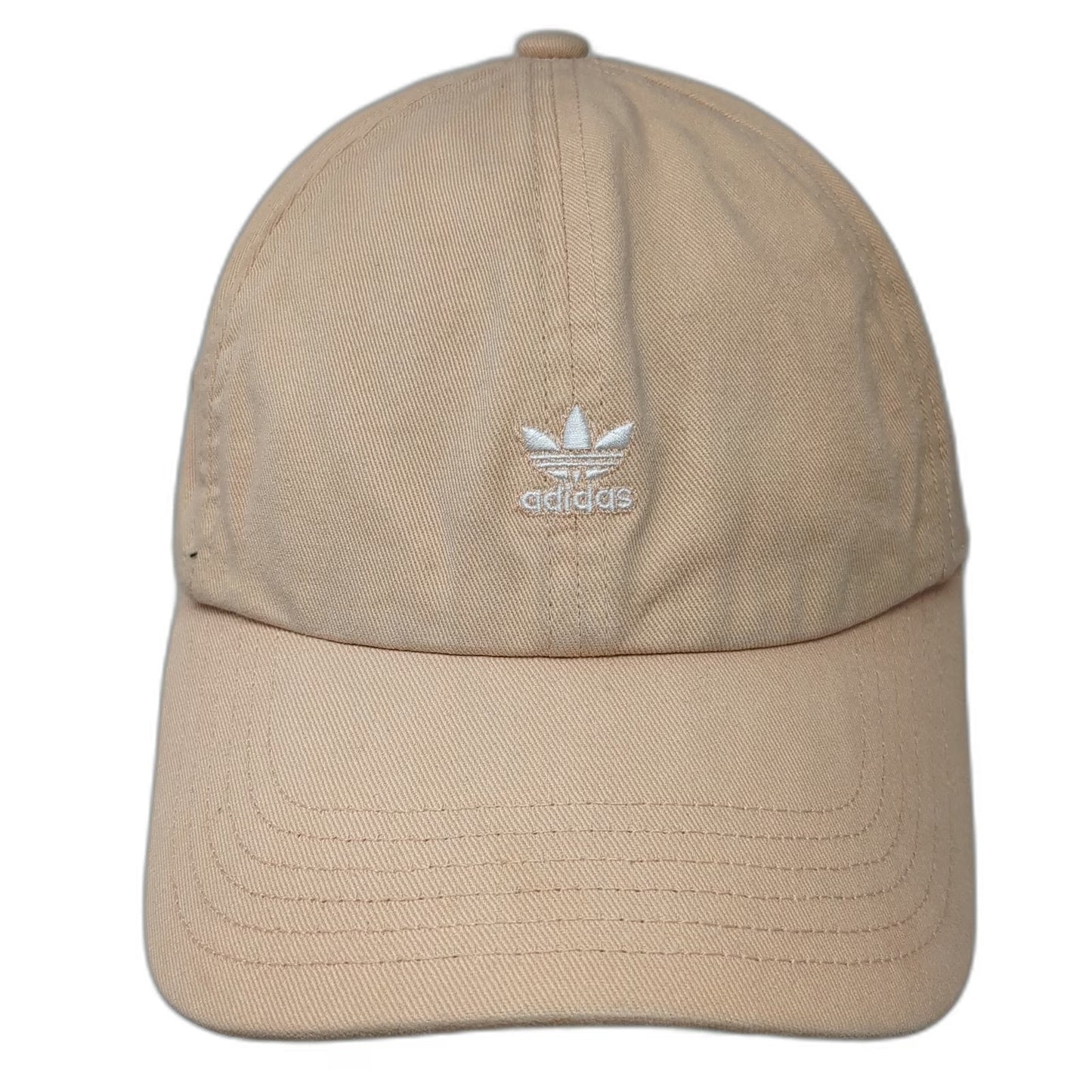 Adidas Baseball Cap Beige White One Size Embroidered Trefoil Logo Adjustable Hat