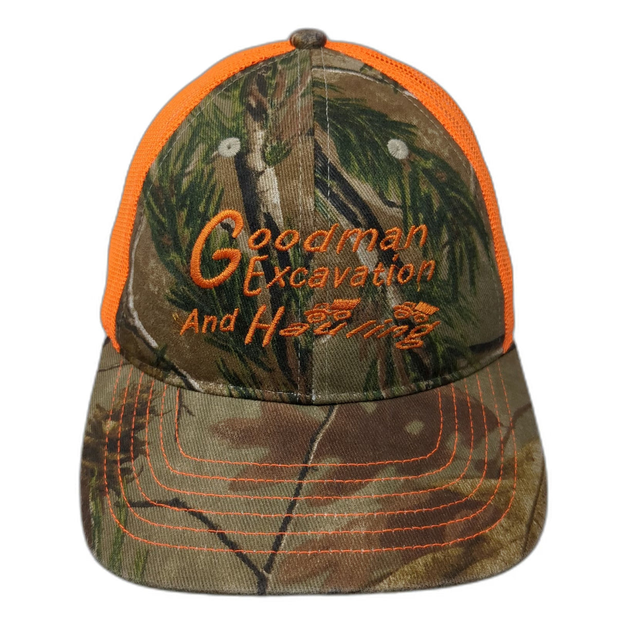 Katin Baseball Cap Green Orange One Size Realtree Camo Mesh Back Goodman Hat