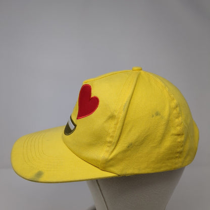Heart Eyes Emoji Snapback Hat Yellow One Size Adjustable Embroidered