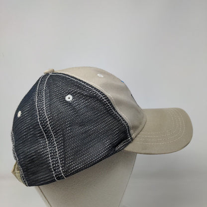 Pike Strapback Mesh Back Hat Tan OSFA Embroidered Colorblock 6 Panel