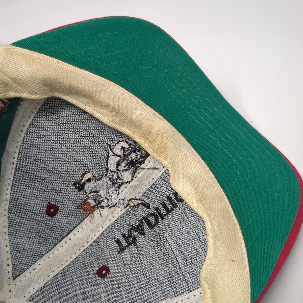 Green Red Snapback Hat 1994 Soccer Player Tradition Embroidery USA Made Vintage