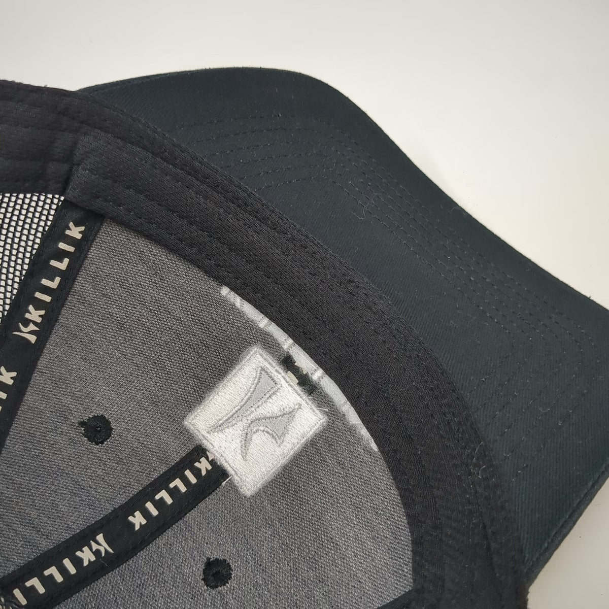 Killik Trucker Hat Black One Size Snapback Mesh Logo Square Patch Structured