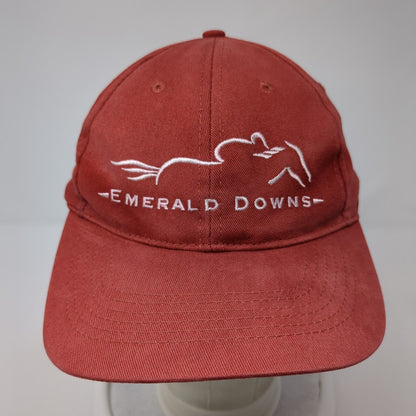Emerald Downs Slideback Hat Red One Size Adjustable Embroidered 6 Panel Cotton