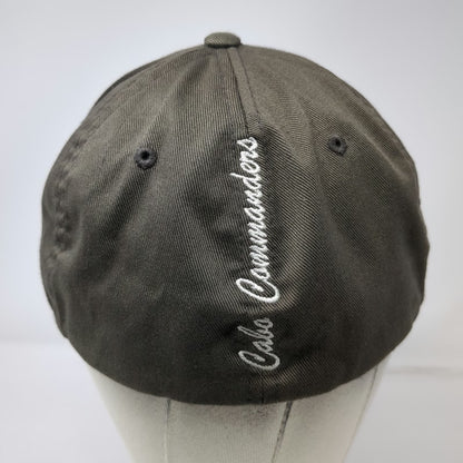 Flexfit Baseball Cap Brown XL Wave Logo Cabo Commanders Curved Brim Elastic Hat