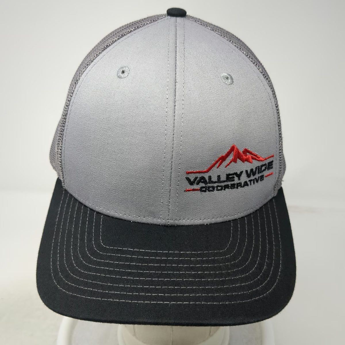 Richardson Trucker Hat Gray One Size Snapback Valley Wide Cooperative Logo Mesh