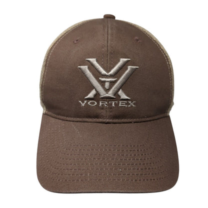 Vortex Snapback Mesh Back Trucker Hat Brown One Size Embroidered Logo
