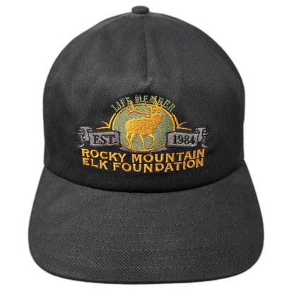 Rocky Mountain Elk Foundation 5 Panel Black One Size Life Member Elk USA Hat