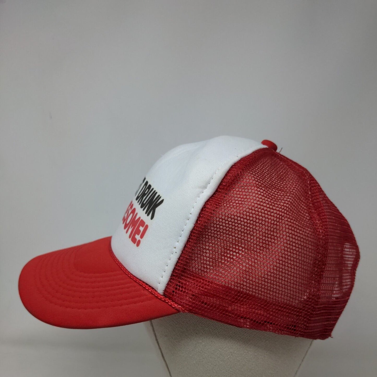 I Don't Get Drunk I Get Awesome Snapback Rope Trucker Hat Red One Size Mesh Back