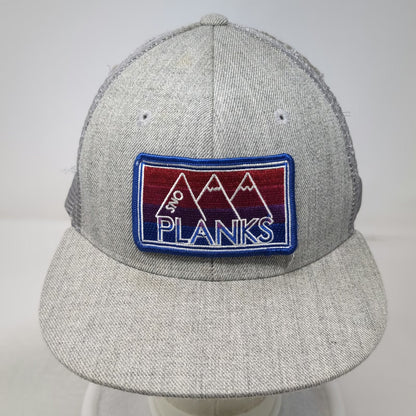 Decky Trucker Hat Gray One Size Sno Planks Mountain Patch Mesh Snapback Logo Cap